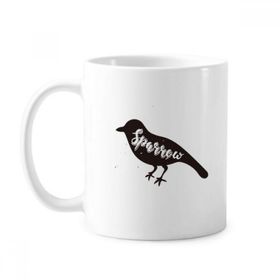 Dıythinker 350 ml Sparrow Siyah ve Beyaz Hayvan Klasik Kupa Beyaz Çömlekçilik Seramik Kupa