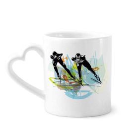 Dıythinker 350 ml Spor Hız Paten Sporcular Suluboya Kupaları Seramik Kupa