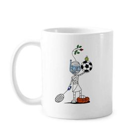 Dıythinker 350 ml Spor Mumya Horus Futbol Topları Klasik Beyaz Çömlekçilik Seramik Saplı Kupa
