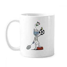 Dıythinker 350 ml Spor Mumya Horus Futbol Topları Klasik Beyaz Çömlekçilik Seramik Saplı Kupa