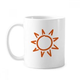 Dıythinker 350 ml Sunshine Sun El Boyama Turuncu Klasik Kupa Beyaz Çömlekçilik Seramik Kupa