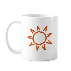 Dıythinker 350 ml Sunshine Sun El Boyama Turuncu Klasik Kupa Beyaz Çömlekçilik Seramik Kupa