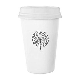 Dıythinker 350 ml Süs Çiçek Bitkileri Karahindiba Klasik Kupa Beyaz Çömlekçilik Seramik Kupa