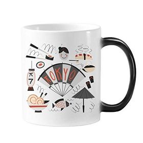 Dıythinker 350 ml Sushi Geyşa Japonya Tokyo Kültürel Japon Stili Değişen Renk Kupa
