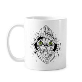 Dıythinker 350 ml Süveter Beyaz Kedi Kafası Hayvan Hayvan Sevgili Klasik Kupa