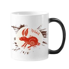 Dıythinker 350 ml Tavşan Yılı Hayvan Çin Zodyak Kırmızı Değişen Renk Kupa