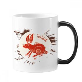 Dıythinker 350 ml Tavşan Yılı Hayvan Çin Zodyak Kırmızı Değişen Renk Kupa