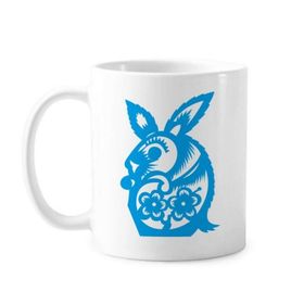 Dıythinker 350 ml Tavşan Yılı Hayvan Çin Zodyak Klasik Beyaz Çömlekçilik Seramik Saplı Kupa
