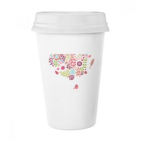 Dıythinker 350 ml Tek Renk Çiçekler Çizim Bitkiler Kuşlar Klasik Beyaz Çömlekçilik Seramik Kupa