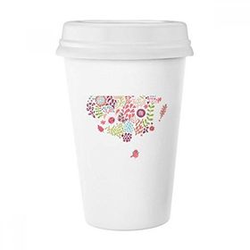 Dıythinker 350 ml Tek Renk Çiçekler Çizim Bitkiler Kuşlar Klasik Beyaz Çömlekçilik Seramik Kupa
