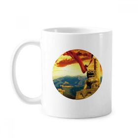 Dıythinker 350 ml The Great Wall Lion Huabiao Kurdele Klasik Kupa Beyaz Çömlekçilik Seramik Kupa