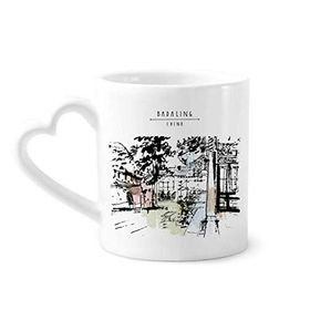 Dıythinker 350 ml The Hidden Pavilion İn Chengdu Of China Çömlekçilik Seramik Kalp Saplı Kupa