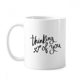Dıythinker 350 ml Thinking Of You Alıntı Klasik Kupa Beyaz Çömlekçilik Seramik Kupa
