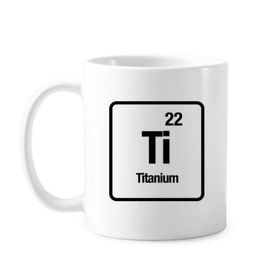 Dıythinker 350 ml Ti Chemical Element Chem Science Klasik Beyaz Çömlekçilik Seramik Saplı Kupa