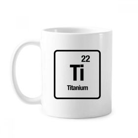 Dıythinker 350 ml Ti Chemical Element Chem Science Klasik Beyaz Çömlekçilik Seramik Saplı Kupa