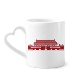 Dıythinker 350 ml Tiananmen Chairman Mao Kırmızı Çin Kupaları Seramik Kupa