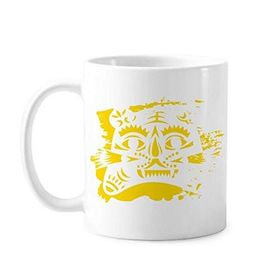 Dıythinker 350 ml Tiger Yılı Hayvan Çin Zodyak Boya Fırçası Kupa Beyaz Seramik Kupa