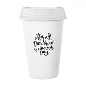 Dıythinker 350 ml Tomorrow Is Another Day Alıntı Klasik Kupa Beyaz Çömlekçilik Seramik Kupa