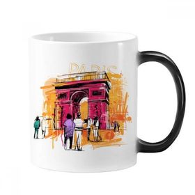 Dıythinker 350 ml Triumphal Arch Paris Fransa El Çizimi Değişen Renk Kupa
