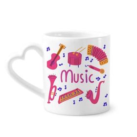 Dıythinker 350 ml Trombon Gitar Müzik Enstrüman Desenli Kupaları Seramik Kupa