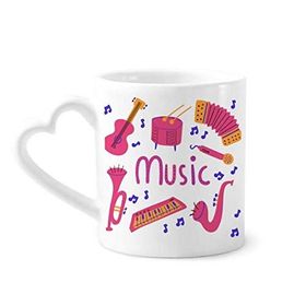Dıythinker 350 ml Trombon Gitar Müzik Enstrüman Desenli Kupaları Seramik Kupa