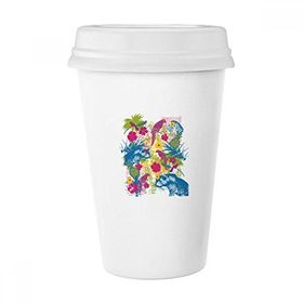 Dıythinker 350 ml Tropik Stil Papağan Ayısı Zebra Klasik Kupa Beyaz Çömlekçilik Seramik Kupa