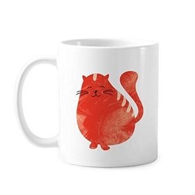 Dıythinker 350 ml Turuncu Çizgi Film Sevimli Gülümseyen Şişman Kedi Koruyucu Hayvan Evcil Hayvan Sevgili Klasik Kupa
