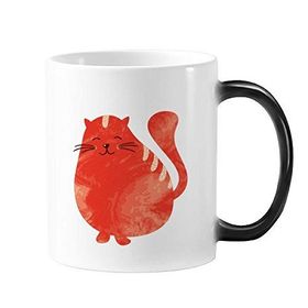 Dıythinker 350 ml Turuncu Çizgi Film Sevimli Gülümseyen Şişman Kedi Koruyucu Hayvan Hayvan Hayvan Sevgili Renk Kupa