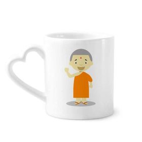 Dıythinker 350 ml Turuncu Elbise Keşiş Nepal Çizgi Film Kupaları Seramik Kupa