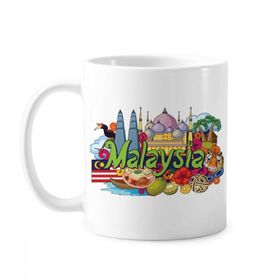 Dıythinker 350 ml Twinstower Malezya Grafiti Klasik Kupa Beyaz Çömlekçilik Seramik Kupa