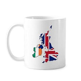 Dıythinker 350 ml Union Jack Birleşik Krallık İrlanda Haritası Ülke Klasik Beyaz Çömlekçilik Seramik Saplı Kupa