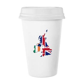 Dıythinker 350 ml Union Jack Birleşik Krallık İrlanda Haritası Ülke Klasik Kupa Beyaz Çömlekçilik Seramik Kupa