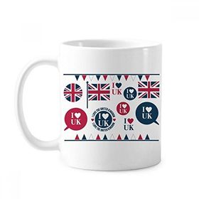 Dıythinker 350 ml Union Jack I Love Uk Kalp Şekilli Ülke Klasik Kupa