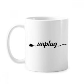 Dıythinker 350 ml Unplug Alıntı Klasik Kupa Beyaz Çömlekçilik Seramik Kupa