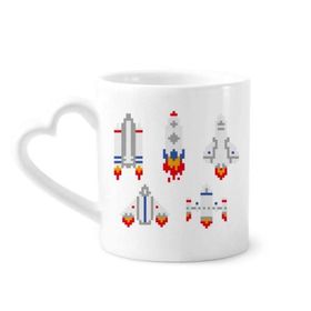 Dıythinker 350 ml Uzay Gemisi Roket Astronomi Piksel Kupaları Seramik Kupa