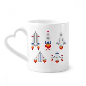 Dıythinker 350 ml Uzay Gemisi Roket Astronomi Piksel Kupaları Seramik Kupa