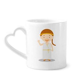 Dıythinker 350 ml Uzun Beyaz Elbise Yunanistan Çizgi Film Kupaları Seramik Kupa