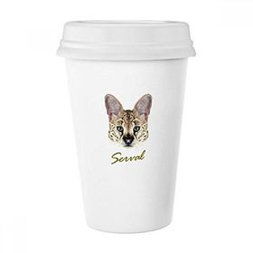 Dıythinker 350 ml Uzun Gözlü Benekli Vahşi Serval Hayvan Klasik Kupa