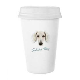 Dıythinker 350 ml Uzun Yüz Beyaz Saluki Köpek Evcil Hayvan Klasik Kupa Beyaz Çömlekçilik Seramik Kupa