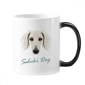 Dıythinker 350 ml Uzun Yüz Beyaz Saluki Köpek Evcil Hayvan Renk Kupa