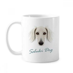 Dıythinker 350 ml Uzun Yüzlü Beyaz Saluki Köpek Evcil Hayvan Klasik Kupa Beyaz Çömlekçilik Seramik Kupa