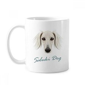 Dıythinker 350 ml Uzun Yüzlü Beyaz Saluki Köpek Evcil Hayvan Klasik Kupa Beyaz Çömlekçilik Seramik Kupa