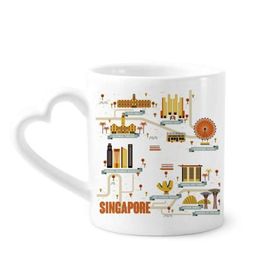 Dıythinker 350 ml Vintage Singapur Kent Simgesi Kupaları Seramik Kupa