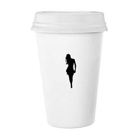 Dıythinker 350 ml Walk Hot Beautiful Woman Stand Klasik Kupa Beyaz Çömlekçilik Seramik Kupa
