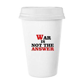 Dıythinker 350 ml War Is Not The Answer Love Peace World Klasik Kupa Beyaz Çömlekçilik Seramik Kupa