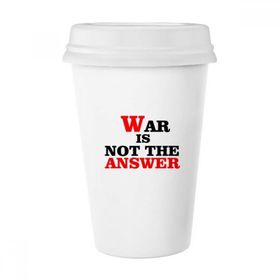Dıythinker 350 ml War Is Not The Answer Love Peace World Klasik Kupa Beyaz Çömlekçilik Seramik Kupa