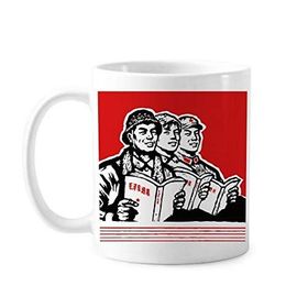 Dıythinker 350 ml Worker Asker Yıldız Kitap Kırmızı Klasik Beyaz Çömlekçilik Seramik Saplı Kupa
