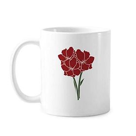Dıythinker 350 ml Yaprakları Bitki Karanfil Çiçek Bitki Klasik Beyaz Çömlekçilik Seramik Saplı Kupa