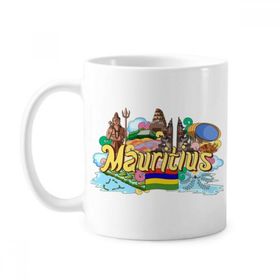 Dıythinker 350 ml Yedi Renkli Dünya Mauritius Grafiti Klasik Kupa Beyaz Çömlekçilik Seramik Kupa