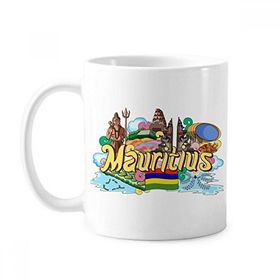 Dıythinker 350 ml Yedi Renkli Dünya Mauritius Grafiti Klasik Kupa Beyaz Çömlekçilik Seramik Kupa